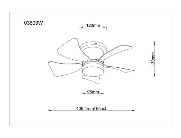 Globo Hines LED plafondventilator wit 41 cm afmetingen