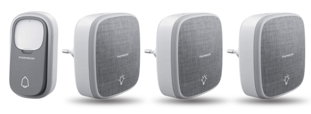 Thomson 513133 draadloze deurbel met kinetische knop en 3 plug-in ontvangers