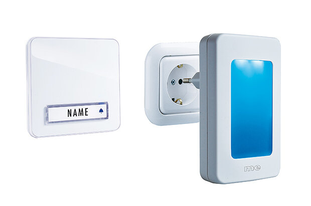 M-E BELL-251 draadloze deurbel met nachtlamp en 100 meter bereik 41146 met blauw licht