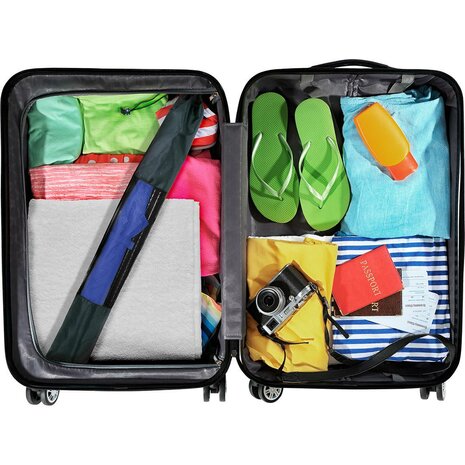 Fare Travelmate 6139 strandparasol en paraplu in één - blauw in koffer