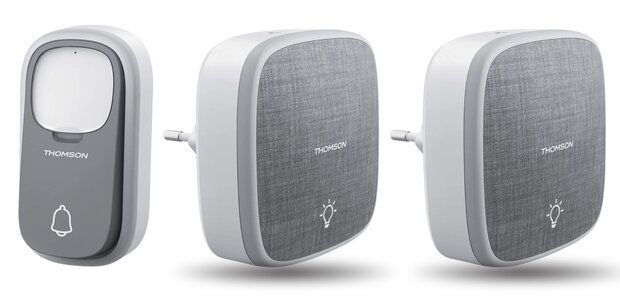 Thomson 513133 draadloze deurbel met kinetische knop en 2 plug-in ontvangers