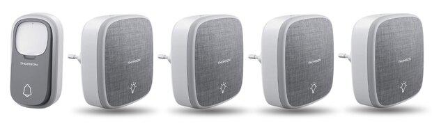 Thomson 513133 draadloze deurbel met kinetische knop en 4 plug-in ontvangers