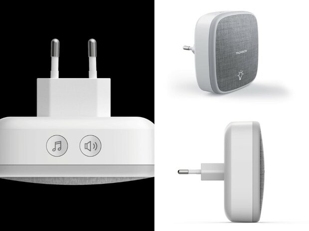 Thomson 513133 draadloze deurbel met kinetische knop en 4 plug-in ontvangers stopcontact