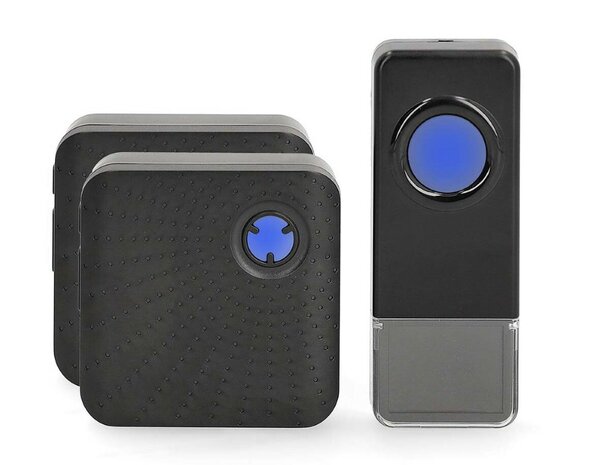 Nedis DOORB310BK2 draadloze deurbel 150 meter met twee plug-in ontvangers zwart