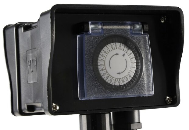 Chilitec 22032 buitenstopcontact met 2 meter kabel en grondpin IP44 waterdicht zwart