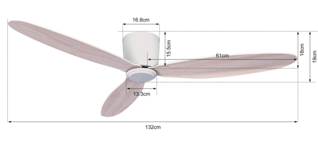 Beacon Airfusion Radar plafondventilator lichthout 132 centimeter maten