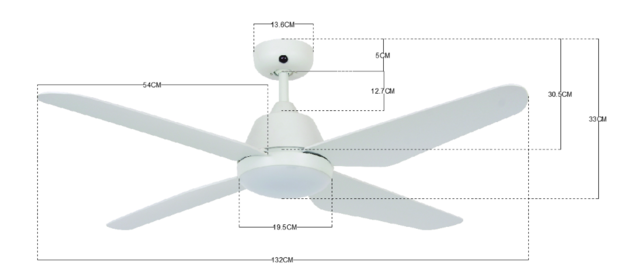 Beacon Airfusion Aria plafondventilator wit 122 centimeter afmetingen