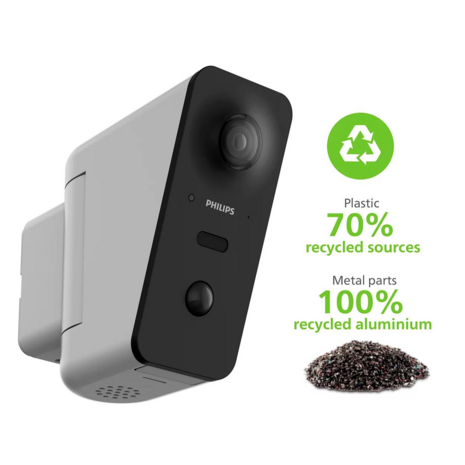 Philips WelcomeEye View Wi-Fi buitencamera FULLHD 2K gemaakt van gerecycled materiaal