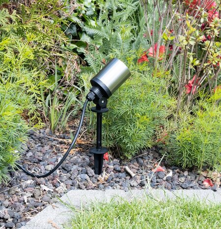 Chilitec RVS tuinspot met grondpen IP65 230V zonder lichtbron met 1,5m kabel