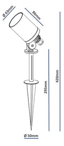 Chilitec RVS tuinspot met grondpen IP65 230V zonder lichtbron met 1,5m kabel