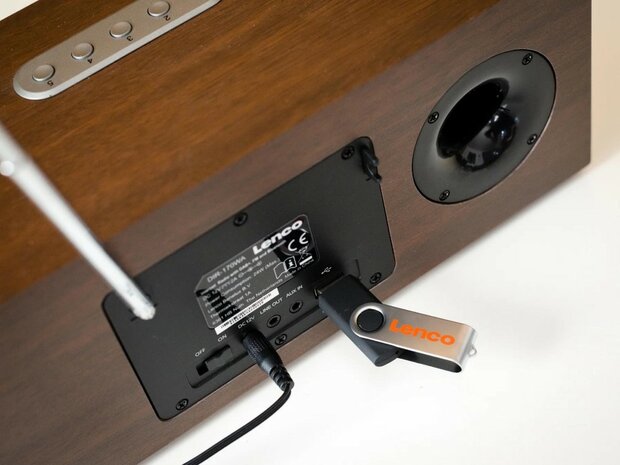 Lenco DIR-170WA internet/DAB+/FM smart radio walnoot zilver achterzijde
