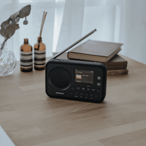 Sangean DPR-76BT Metal Grey DAB+/FM draagbare radio zwart werkt met oplaadbare accu of batterijen