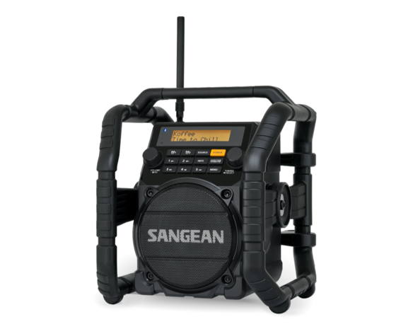 Sangean U5DBT FM/DAB+ stevige bouwradio zwart met bluetooth, aux en accu voorzijde rechts