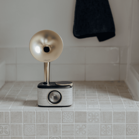 Sangean CP-100D Gramophone FM/DAB+ retro radio Fabric Black-Gold met bluetooth en aux