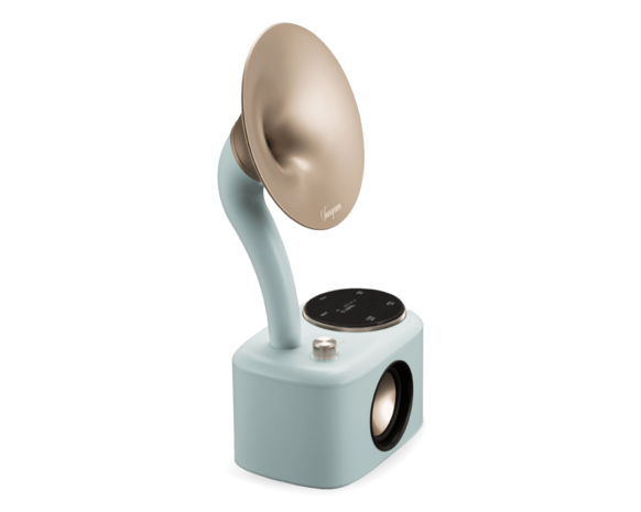 Sangean CP-100D Gramophone FM/DAB+ retro radio Minty-Gold&nbsp;met bluetooth en aux voorkant links