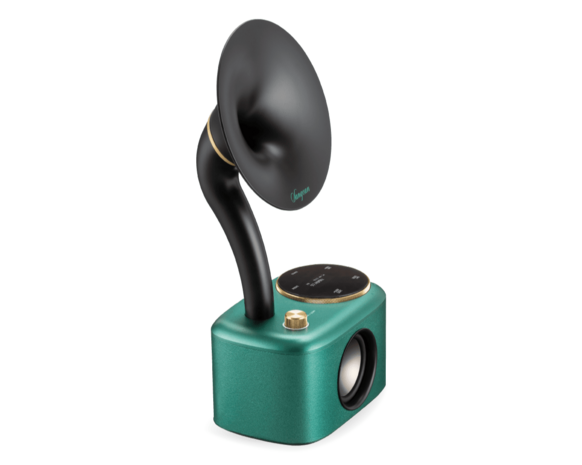 Sangean CP-100D Gramophone FM/DAB+ retro radio Ocean-Black&nbsp;met bluetooth en aux voorkant links