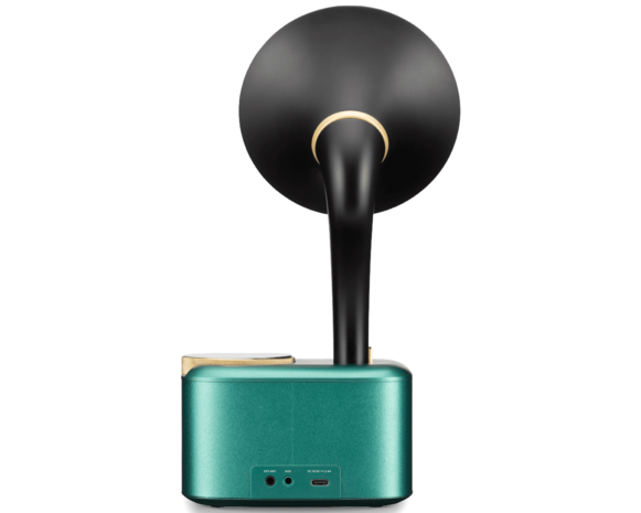 Sangean CP-100D Gramophone FM/DAB+ retro radio Ocean-Black&nbsp;met bluetooth en aux achterkant