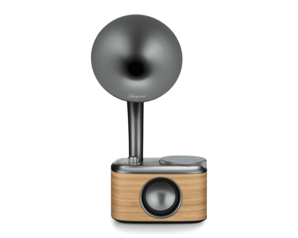 Sangean CP-100D Gramophone FM/DAB+ retro radio Lightwood-Grey met bluetooth en aux voorkant