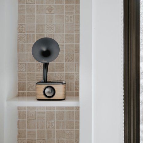 Sangean CP-100D Gramophone FM/DAB+ retro radio Lightwood-Grey met bluetooth en aux