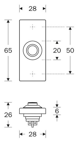 Artitec 95471 beldrukker rechthoekig messing mat chroom zilver afmetingen