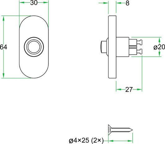 Artitec 93567 beldrukker ovaal rvs mat zilver afmetingen