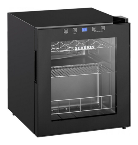 Severin WKS-8907 kleine vrijstaande wijnkoelkast zwart 46 liter (15 flessen) voorkant links