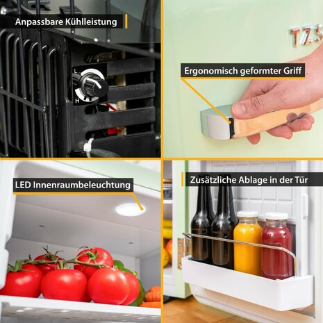 First Austria FA-5172-3-GL thermo-elektrische retro mini koelkast 40 liter lichtgroen