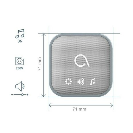 Avidsen Sona-T Plug-In draadloze deurbel met flitslicht op netstroom afmetingen ontvanger