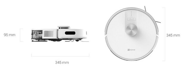 Ezviz RE4 slimme robotstofzuiger met dweilfunctie wit 4000 Pa afmetingen