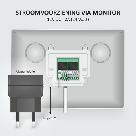 Elro DV4000-2 bedrade intercom deurbel met camera en 2 schermen stroomvoorziening