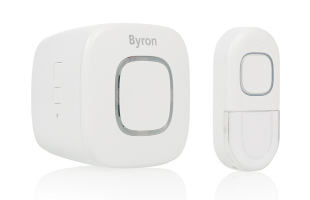 Byron DBY-24722 Draadloze deurbelset BY722 met led-verlichting en 200 meter bereik voor stopcontact voorkant schuin