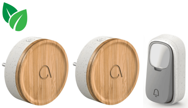 Avidsen 102498-2 draadloze en kinetische deurbel bamboe + 2 ontvangers