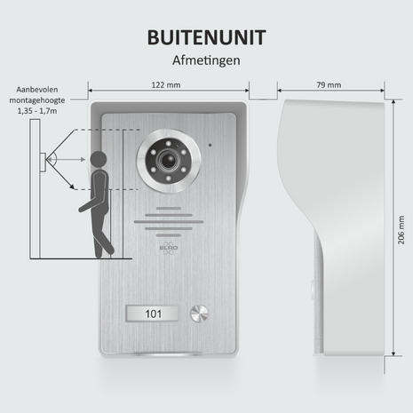 Elro DV4000IP bedrade intercom deurbel met scherm en app buitenunit afmetingen