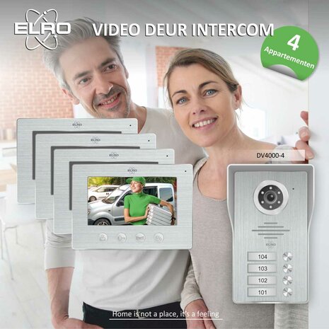 Elro DV4000-4 bedrade intercom deurbel voor 4 appartementen met schermen