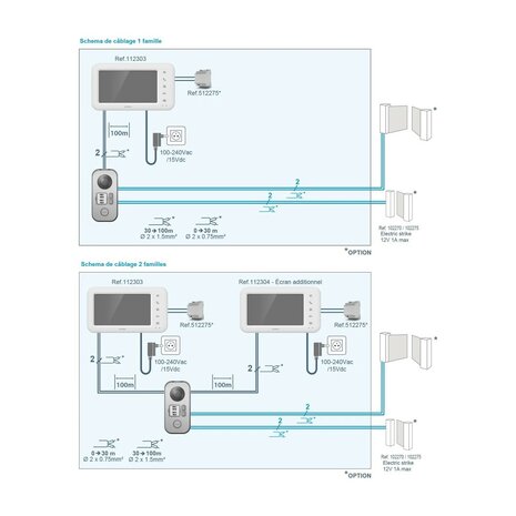 Avidsen 112303 &Eacute;lia bedrade intercom met camera + scherm aansluitschema