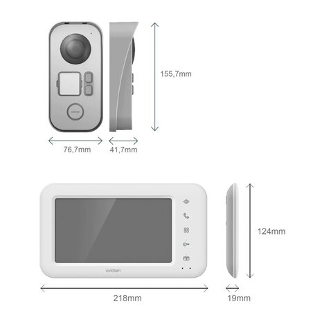Avidsen 112303 &Eacute;lia bedrade intercom met camera + scherm afmetingen
