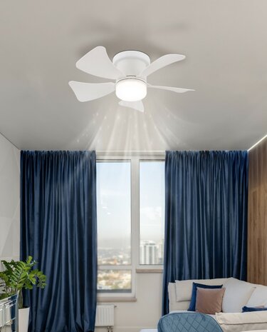 Globo Hines LED plafondventilator wit 41 cm in kamer